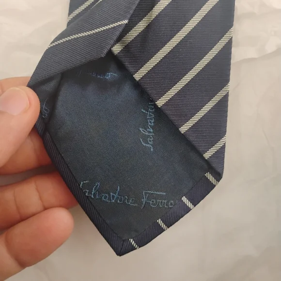 Recent Salvatore Ferragamo mens tie skinny striped